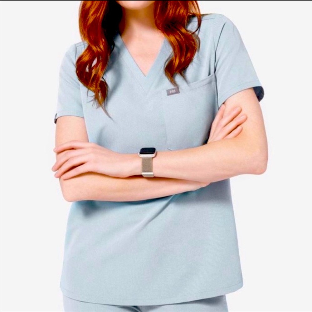 Figs Dusty Blue Catarina Top Medium